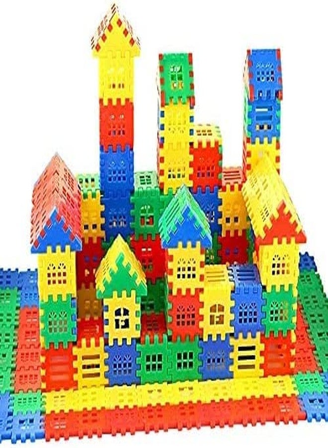 PULSBERY 72 Pcs. House Building Blocks with Attractive Windows Set Construction Puzzles Activity Game for Kids Toys for Boys,Girls,Children for 2,3,4,5,6,7+ Years (Medium) - Image 1